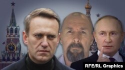Политик Алексей Навальный, киллер Вадим Красиков, президент Владимир Путин, коллаж
