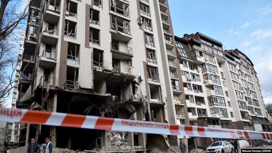 The residential building in Kyiv where Vira Hyrych lived.