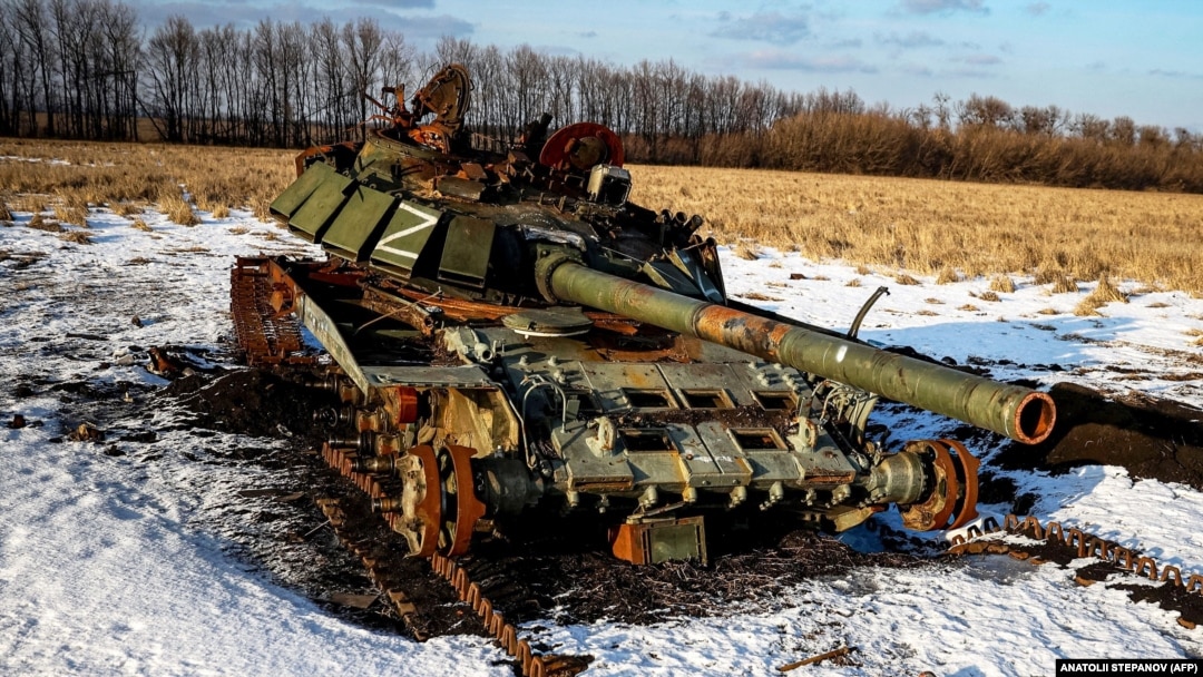 Знищений Силами оборони України танк армії РФ, Харківщина, 22 лютого 2023 року