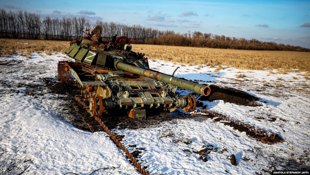 Знищений Силами оборони України танк армії РФ, Харківщина, 22 лютого 2023 року