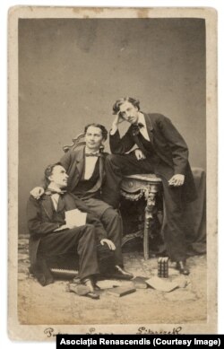 A portrait of three students, photographed at the Carl Herberth Atelier in Vienna in 1862