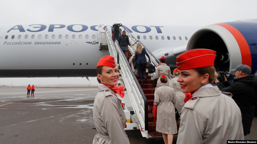 Airbus A350-900 ruskog Aeroflota na aerodromu Šeremetjevo u Moskvi, mart 2020. 