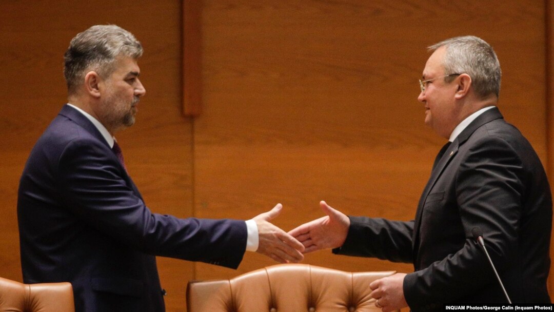 Premierul Marcel Ciolacu și partenerul său de coaliție, Nicolae Ciucă, președintele PNL.