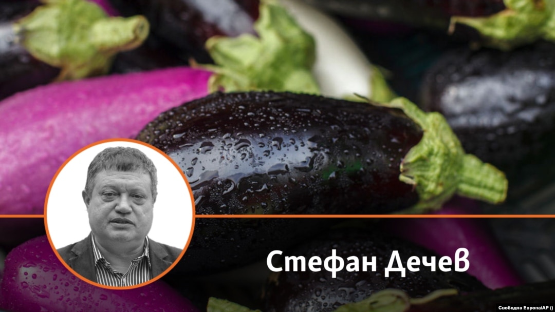 Колаж от снимка на автора и зеленчука патладжан. 
