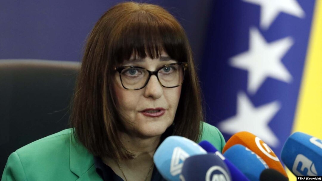 Direktorica Energoinvesta Bisera Hadžialjević na konferenciji za medije 11. marta 2022.