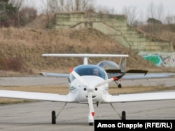 A pilot taxis towards the runway at Milovice Air Base in March 2025.