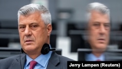 Former Kosovo President Hashim Thaci during his war crimes trial at the Kosovo Specialist Chambers in The Hague, Netherlands. (file photo)