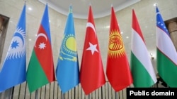 Flags of the member countries of the Organization of Turkic States, Bishkek, November, 2024.