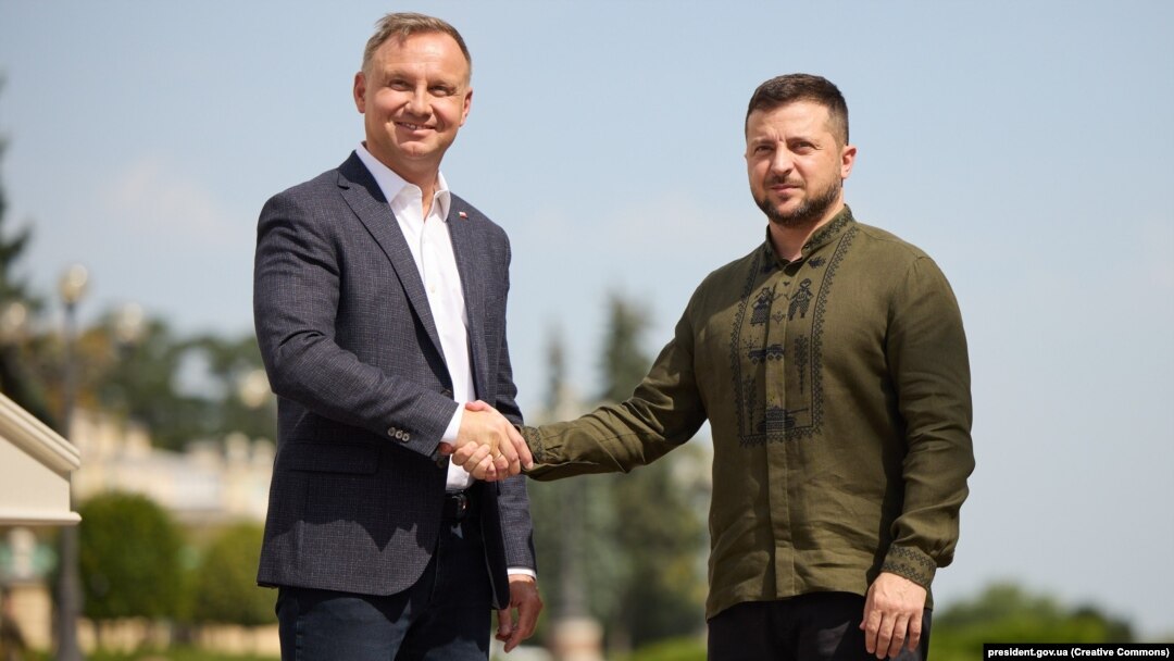 Президенти Польщі та України – Анджей Дуда і Володимир Зеленський. Київ, 23 серпня 2022 року
