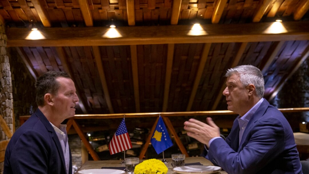 Ričard Grenel i Hašim Tači, susret 22. januara 2020. u Prištini