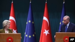 European Commission President Ursula von der Leyen and Turkish President Recep Tayyip Erdogan in Ankara in December 2024.