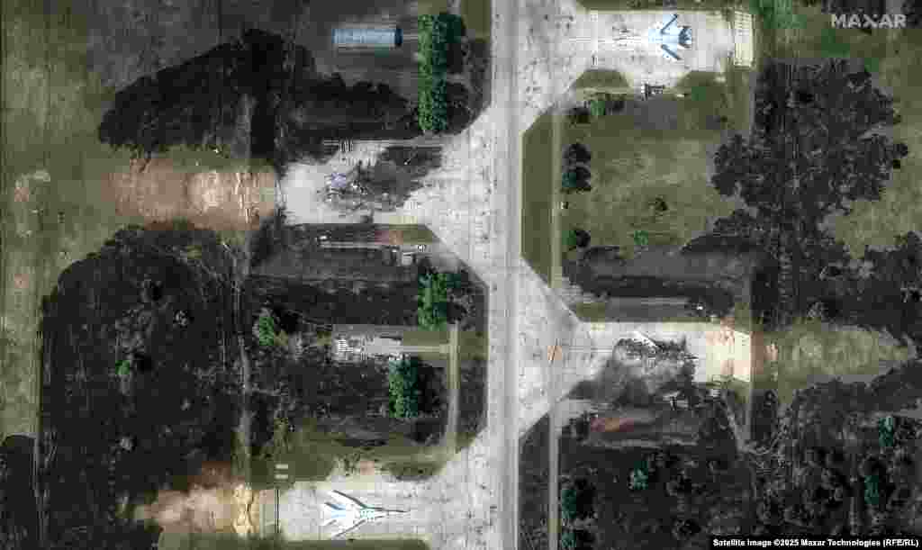 Satellite images of TU-22 aircraft at the Russian Belaya air base on May 22 and then after Ukraine's drone strike.