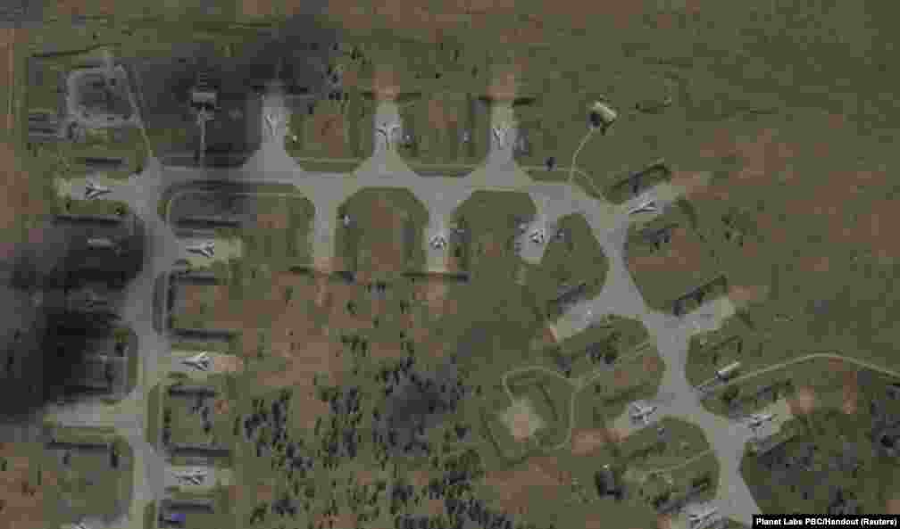 Another satellite image shows the Belaya air base before and after the Ukrainian drone attack.