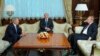 Kazakh President Nursultan Nazarbaev (left), Belarusian President Alyaksandr Lukashenka, and Russian President Vladimir Putin meet in Minsk on August 26.