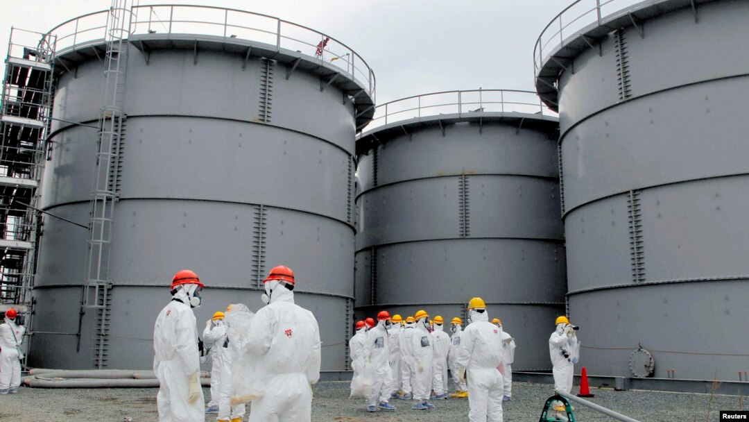 Tanks of contaminated water at the Fukushima nuclear power plant in March