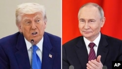 US President Donald Trump (left) has threatened to use "devastating" measures against Russia if he feels the time is right.