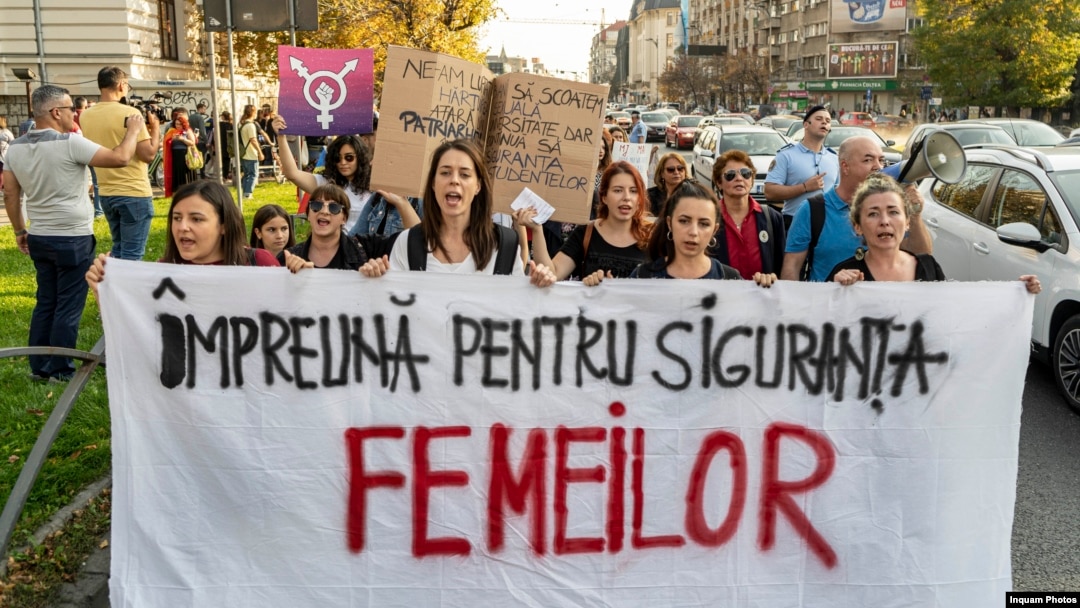 Imagine de la un marș pentru siguranța femeilor de pe 19 octombrie 2019, din București. 