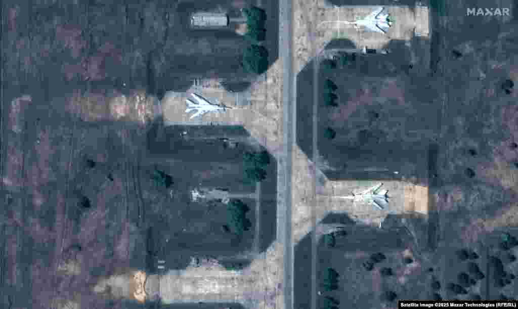 Satellite images of TU-22 aircraft at the Russian Belaya air base on May 22 and then after Ukraine's drone strike.