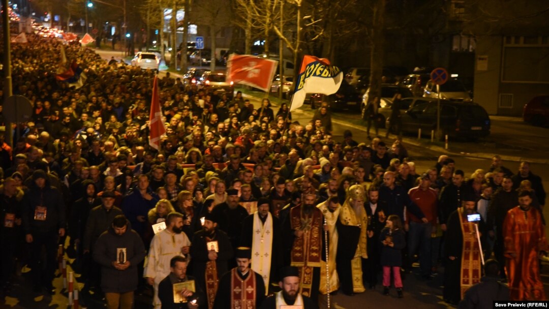 Slika sa ranije litije, 8. mart 2020.