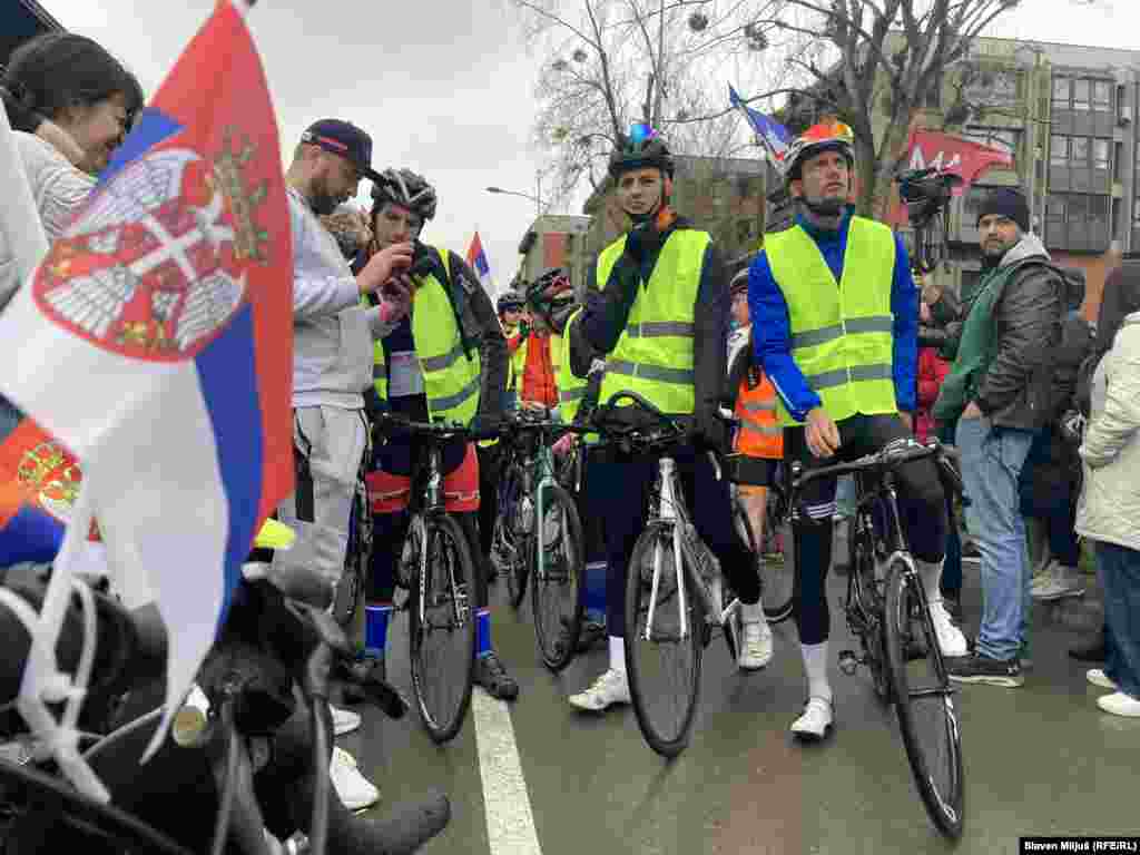 Students on bicycles ride to Strasbourg to show the European public that the government in Serbia did not fulfill students' demands following the collapse of a canopy at a railway station in Novi Sad in November that killed 15 people.