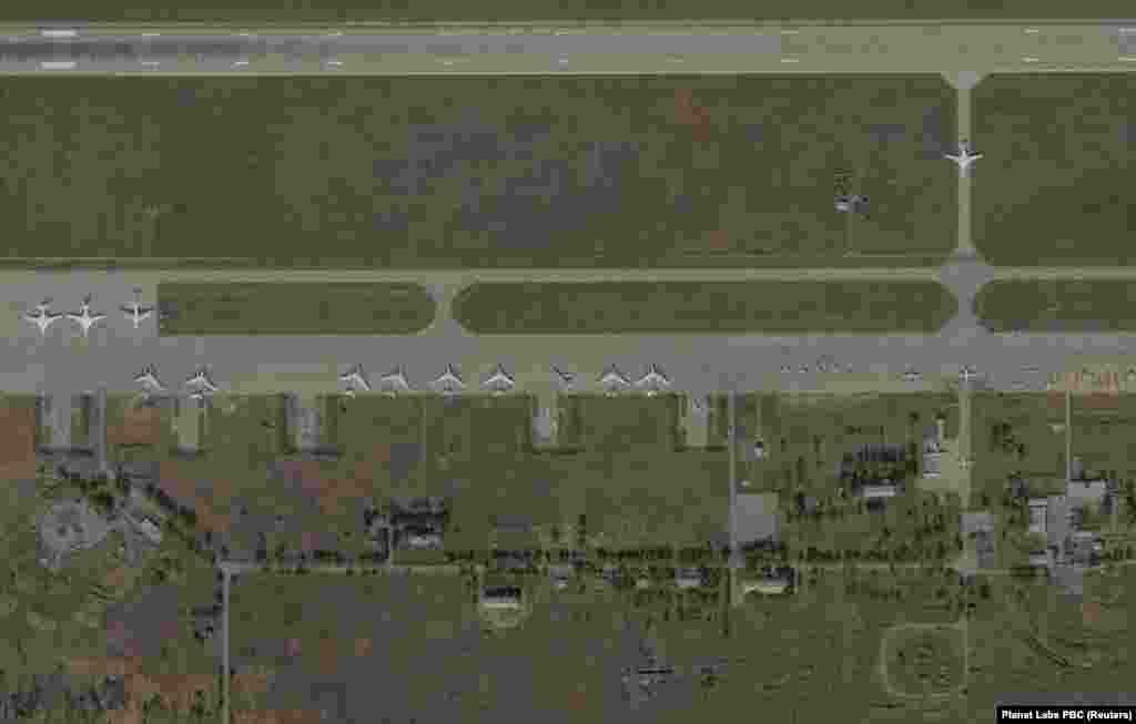 Satellite images of a section of Russia's Belaya air base taken on May 17, shortly before Ukraine's Spiderweb drone attacks, and then an image from June 4.