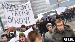 Sa jednog od studentskih protesta zbog loših uslova studiranja, Sarajevo, februar 2010, Foto: Midhat Poturović
