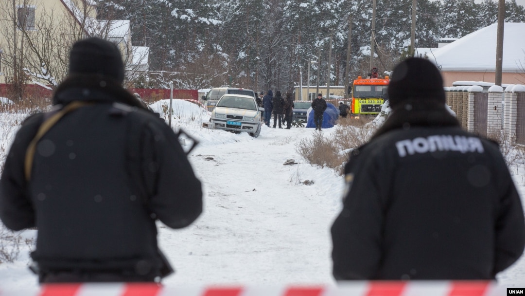 Місце перестрілки поліцейських в селі Княжичі під Києвом, 4 грудня 2016 року