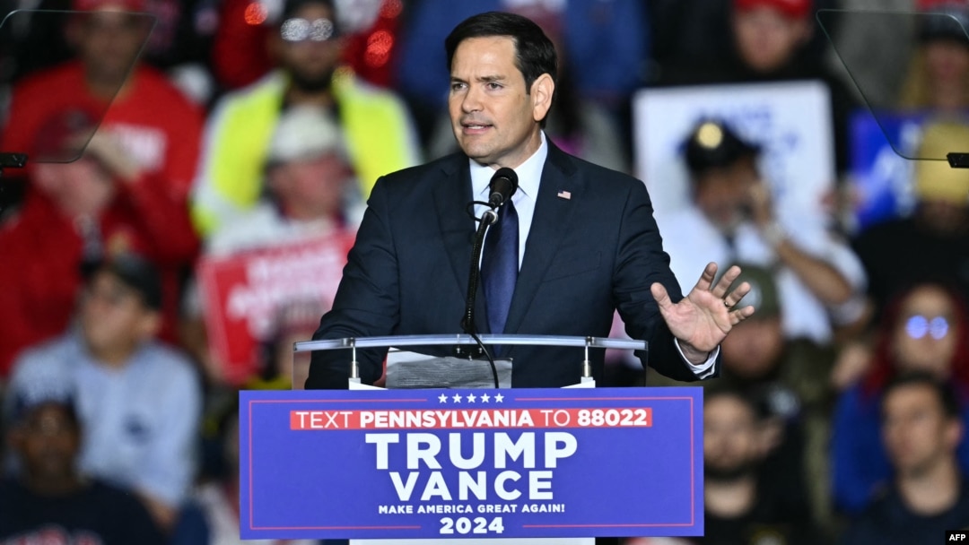 U.S. Senator Marco Rubio speaks at a campaign rally for Donald Trump before his reelection in Allentown, Pennsylvania, on October 29.