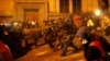 Police in Tbilisi advance with pepper spray against protesters during one of the recent anti-government rallies in Georgia. 