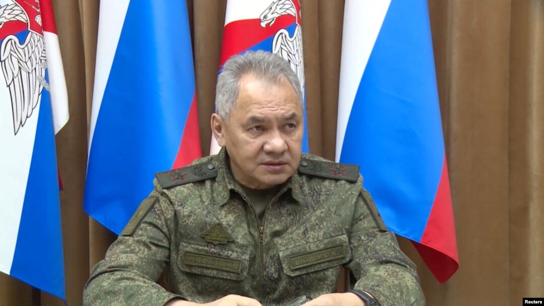Russian Defense Minister Sergei Shoigu attends a meeting with other military officials on November 9. 