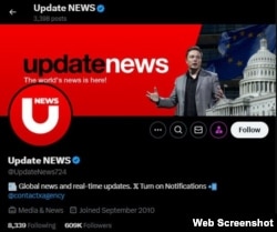 After RFE/RL reached out to Europe Invasion for comment, the X account changed its screen name and branding to "Update News."