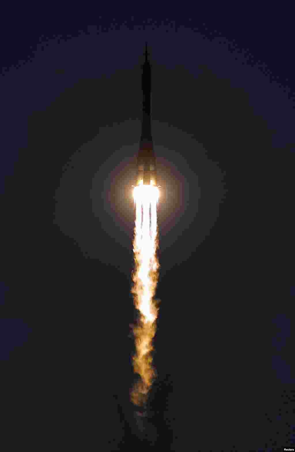 The Soyuz MS-20 spacecraft carrying the International Space Station (ISS) crew blasts off at the&nbsp;Baikonur&nbsp;Cosmodrome on September 21.