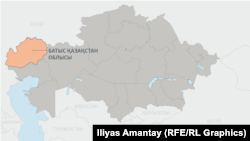 Батыс Қазақстан облысының картасы. 